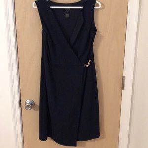 Navy sleeveless dress with gold detail